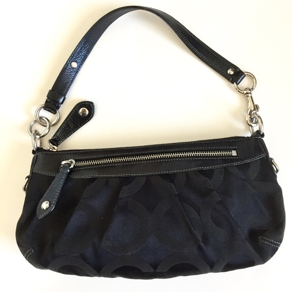 Coach Bags Coach Black Monogram Leather Shoulder Handbag Poshmark